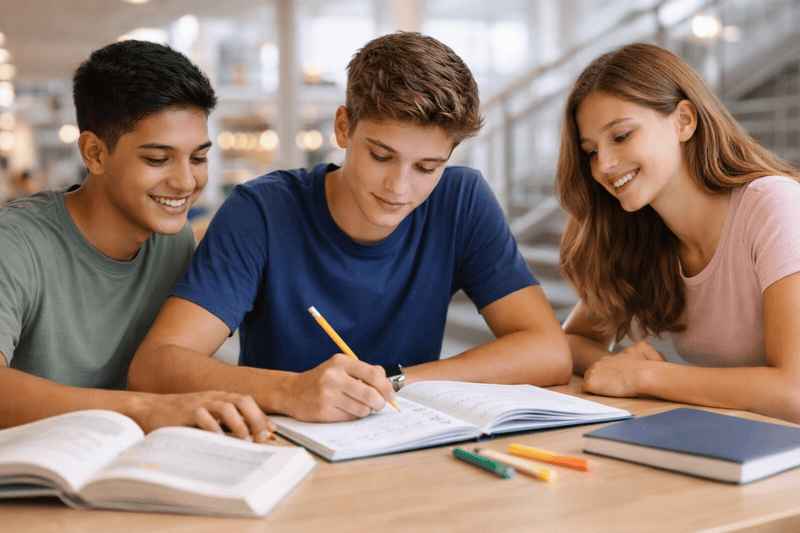 Alumnos estudiando en Universidad